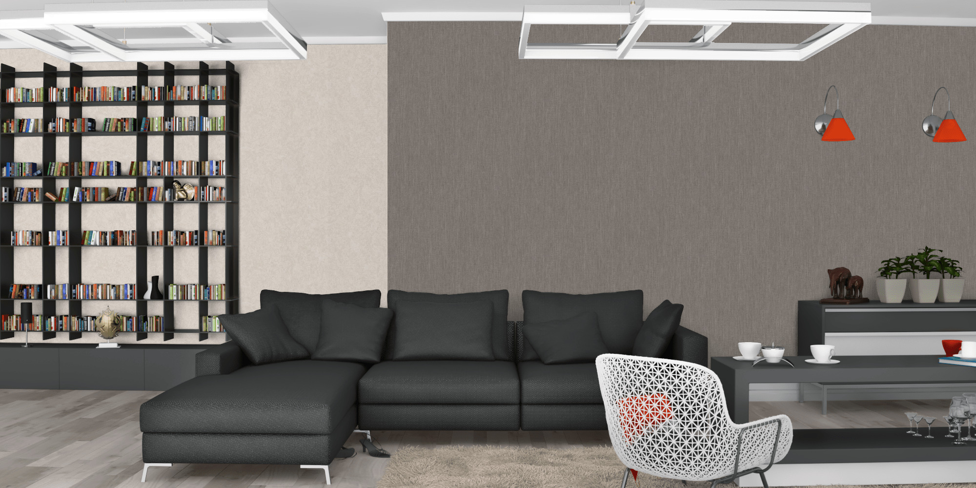 Гостиная темная модерн