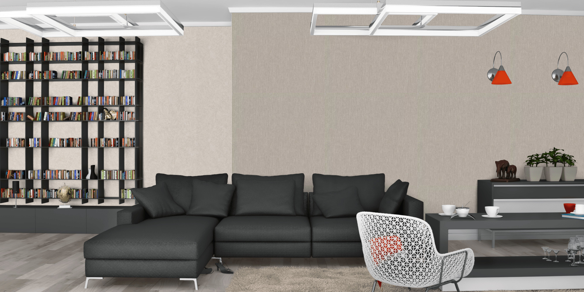 Гостиная темная модерн