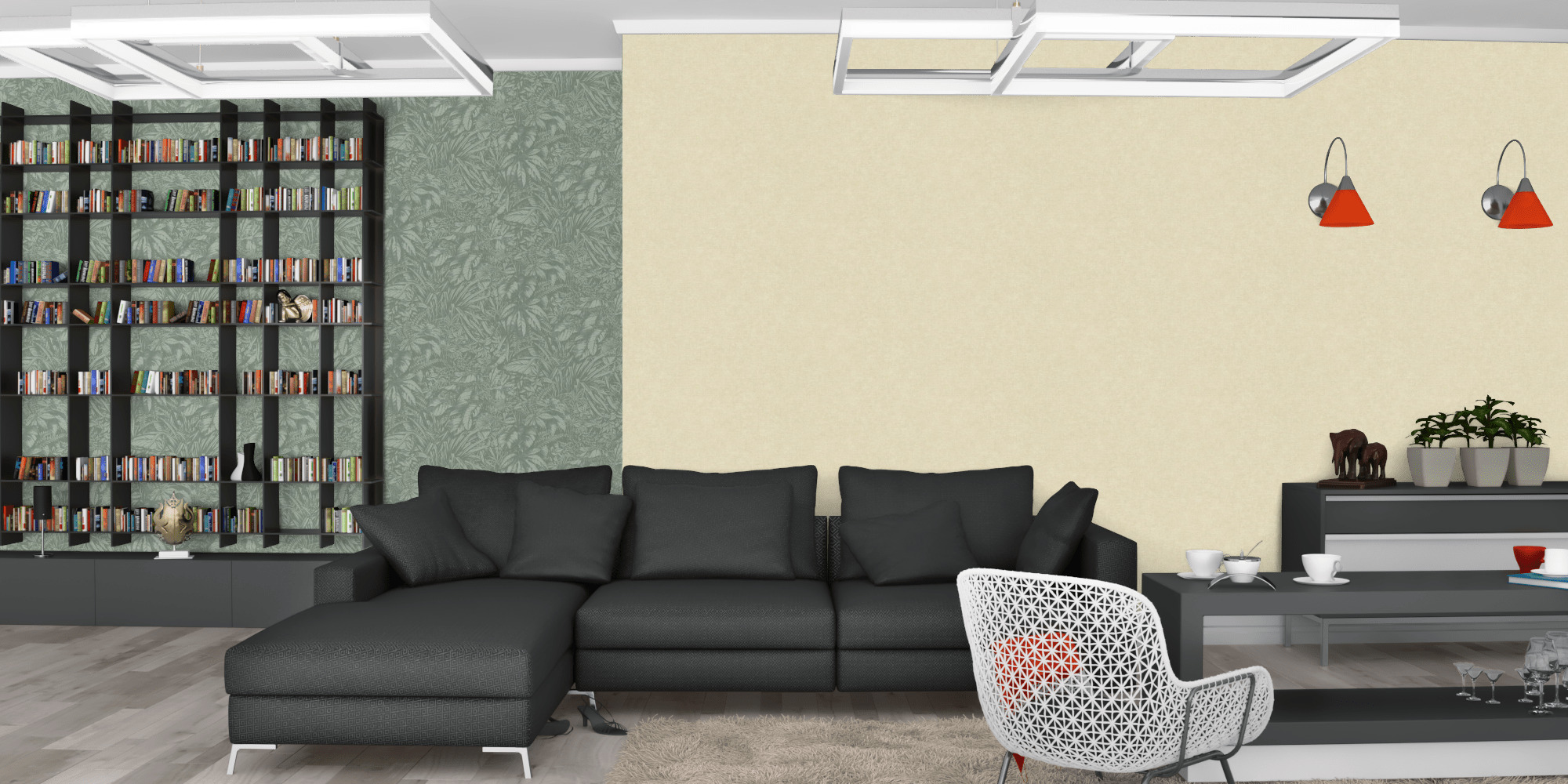 Гостиная темная модерн